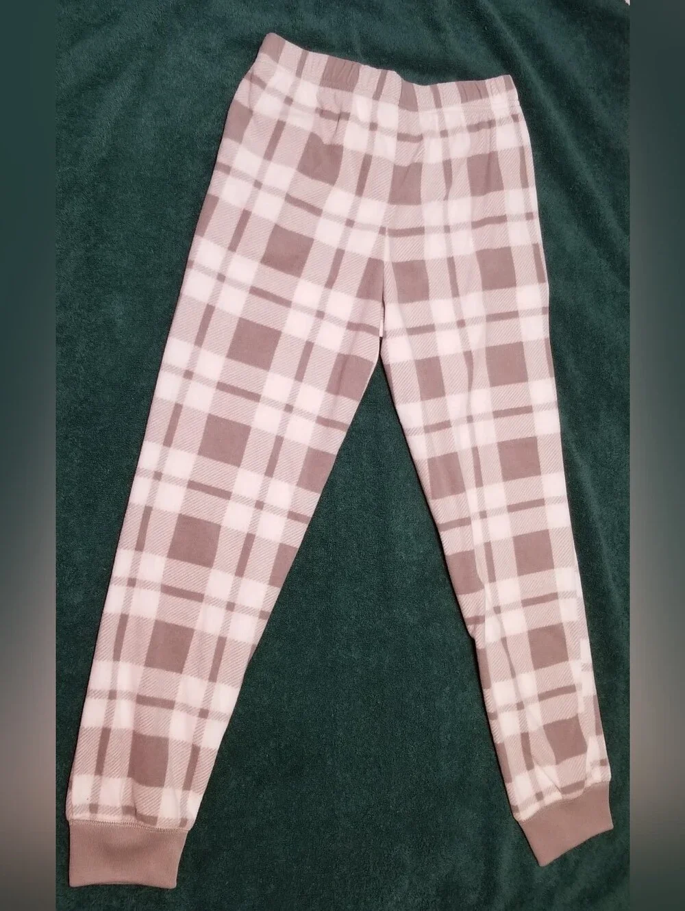 Old Navy Medium Gray And White Plaid Fleece Pajama Pants With Ribbed Cuffs